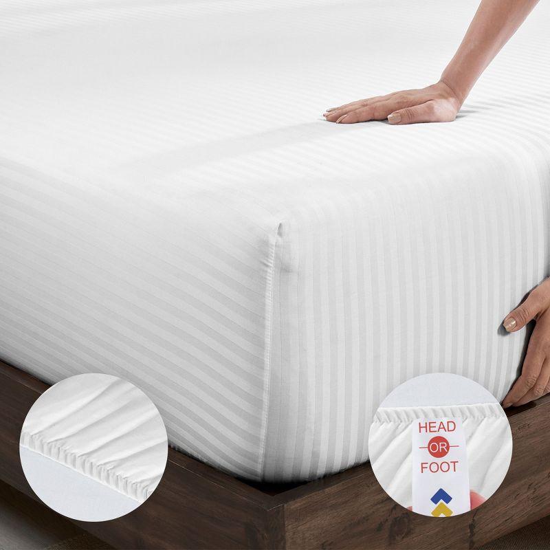 California Design Den - Soft 100% Cotton Sheets Stripe - Bright White, King
