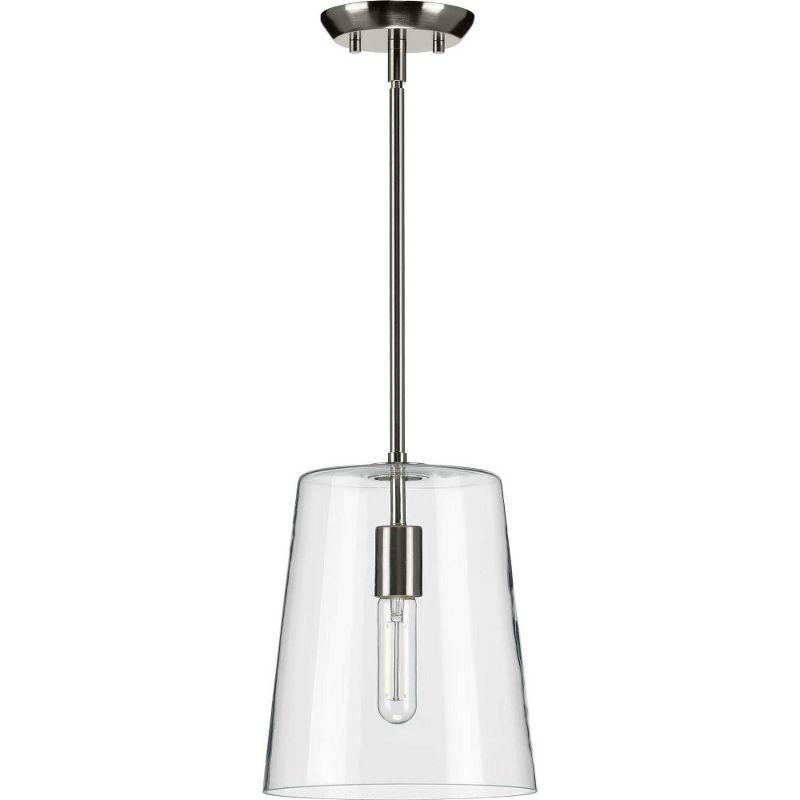 Clarion 9" Matte Black and Clear Glass Coastal Pendant Light