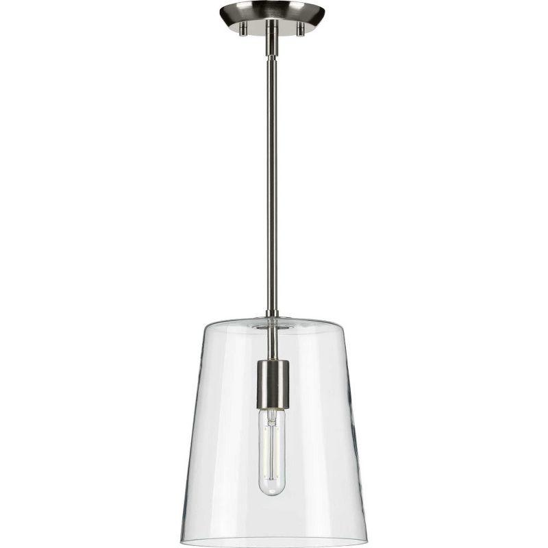 Progress Lighting, Clarion, 1-Light Pendant, Matte Black, Clear Glass Shade