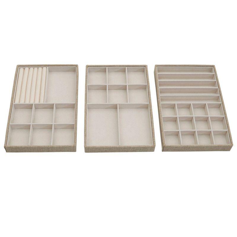 Latte Canvas Stackable Jewelry Organizer Trays, Set of 3