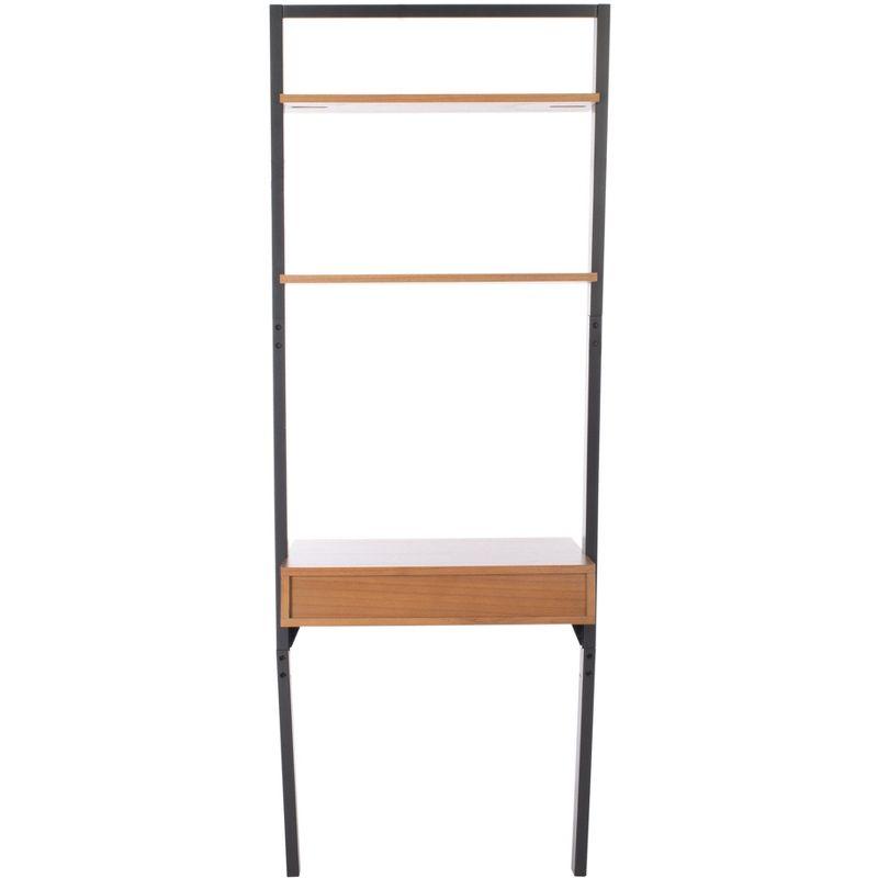 Kamy 2 Shelf Leaning Desk - Natural / Charcoal - Safavieh