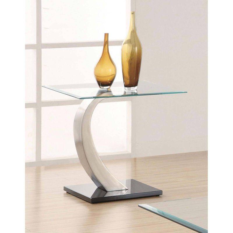 Coaster Pruitt Modern Glass Top End Table Clear/Satin