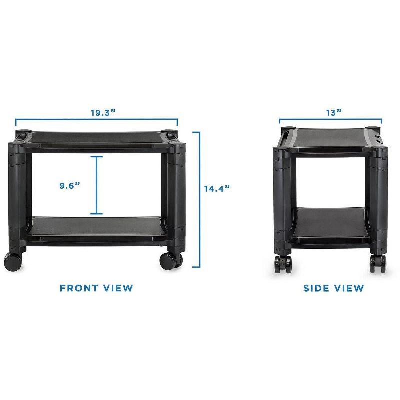 Mount-It! Under Desk Printer Stand with Wheels | Rolling Printer Cart | Height Adjustable Stacked Office Machine Cart w/ Paper Storage Tray