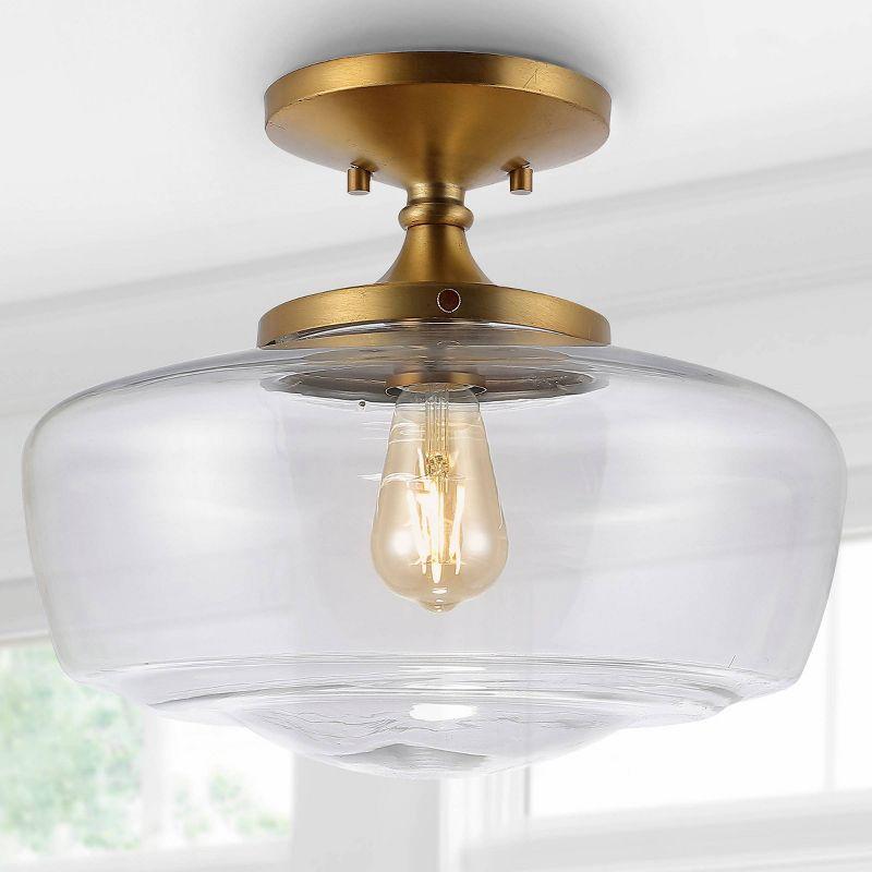 14" Marfa Glass/Iron Farmhouse Modern LED Flush Mount - JONATHAN Y