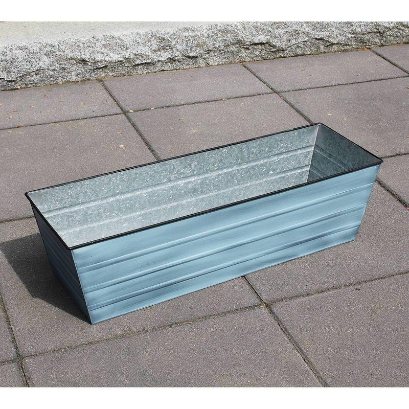 35.25" Large Galvanized Steel Flower Box Planter Nantucket Blue - ACHLA Designs: Wall-Mountable, Patina Finish, Rolled Edge