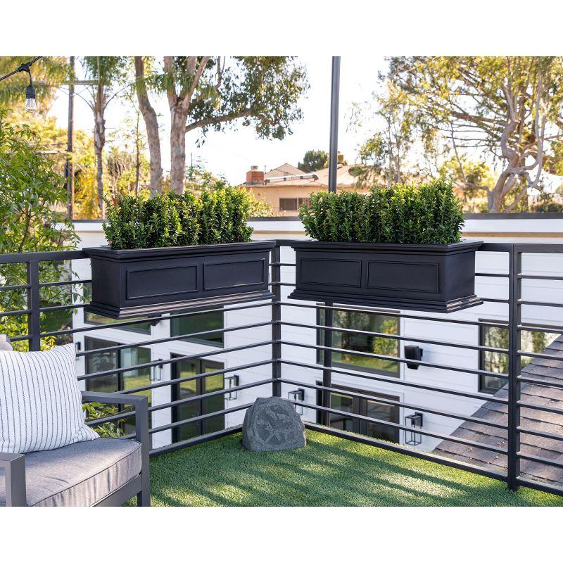 Veradek Brixton Railing Window Box 36" Plastic Planter 2-Pack Black