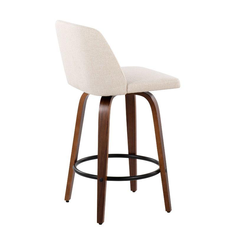Set of 2 Toriano Counter Height Barstool : Mid-Century Tapered Leg, Swivel Seat, Footrest - LumiSource