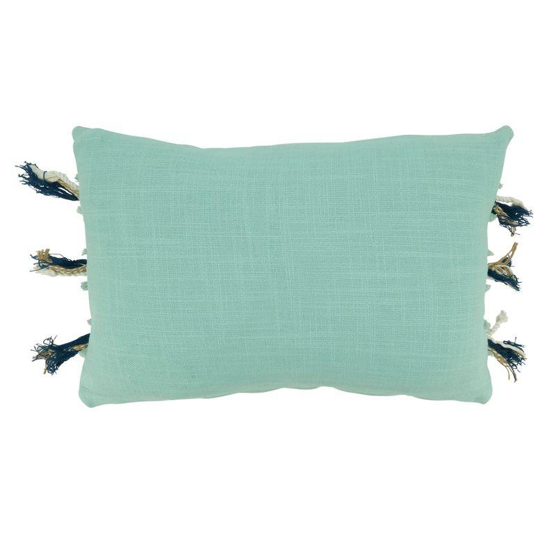 Blue Cotton Braided Cord Applique Decorative Pillow Cover