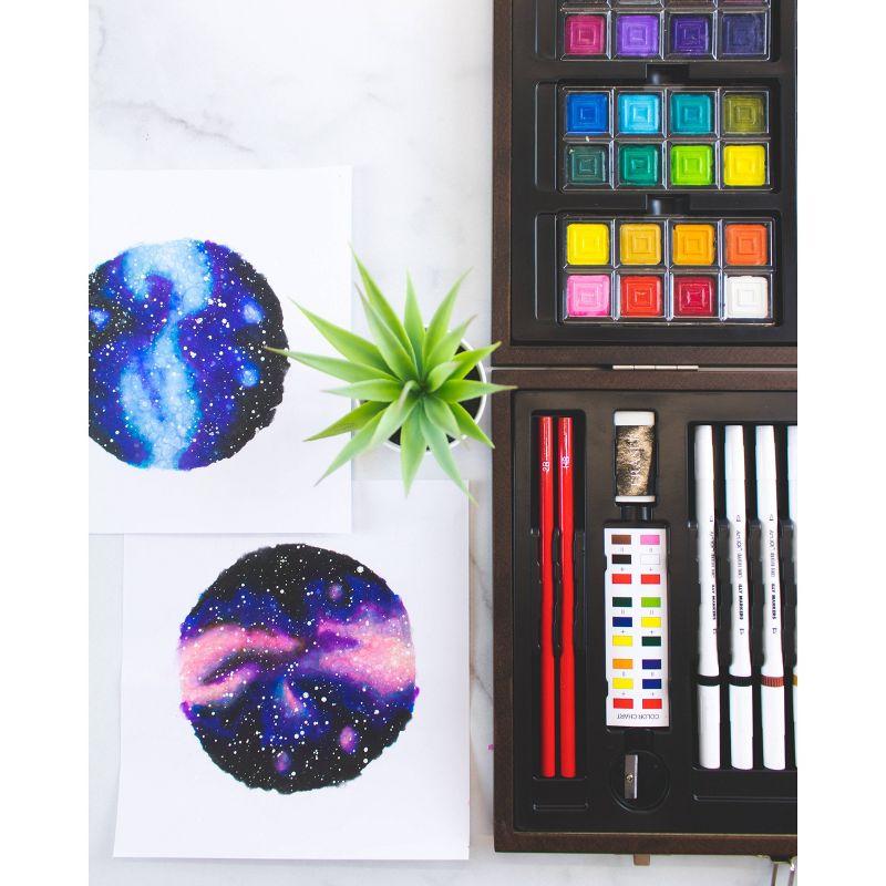 85pc Multimedia Illustration Art Set in Wood Case - Art 101: Drawing & Coloring Kit for Kids with Markers, Paint & Crayons