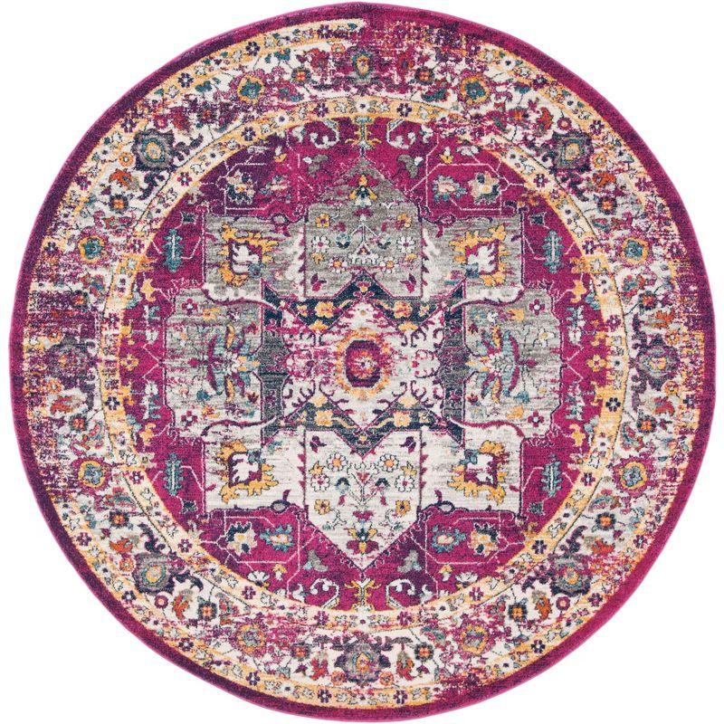 Evoke EVK275 Power Loomed Indoor Area Rug - Fuchsia/Ivory - 6'7" Round - Safavieh