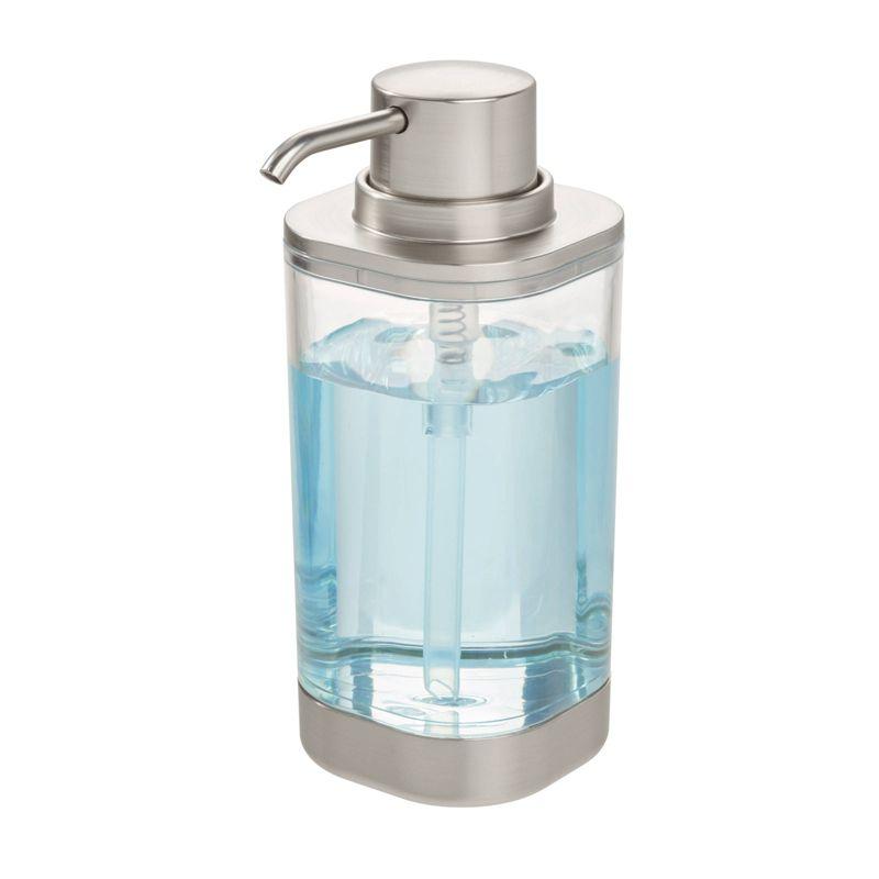 iDesign iDesign Hand Soap Dispenser - Refillable Liquid Soap Dispenser, Clear/Brushed Nickel