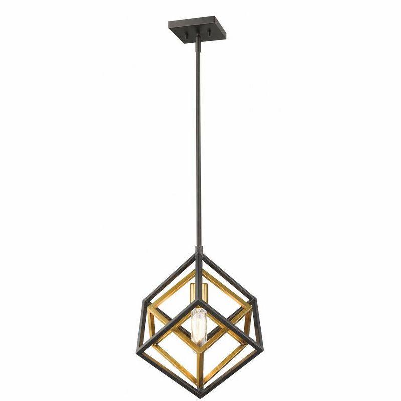 Euclid Contemporary Mini Pendant in Matte Black and Bronze