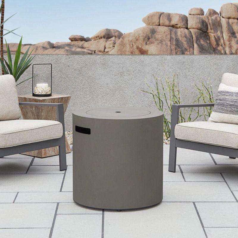 Aegean 24" Round Steel Propane Fire Pit Table with Hidden Tank Storage by Real Flame