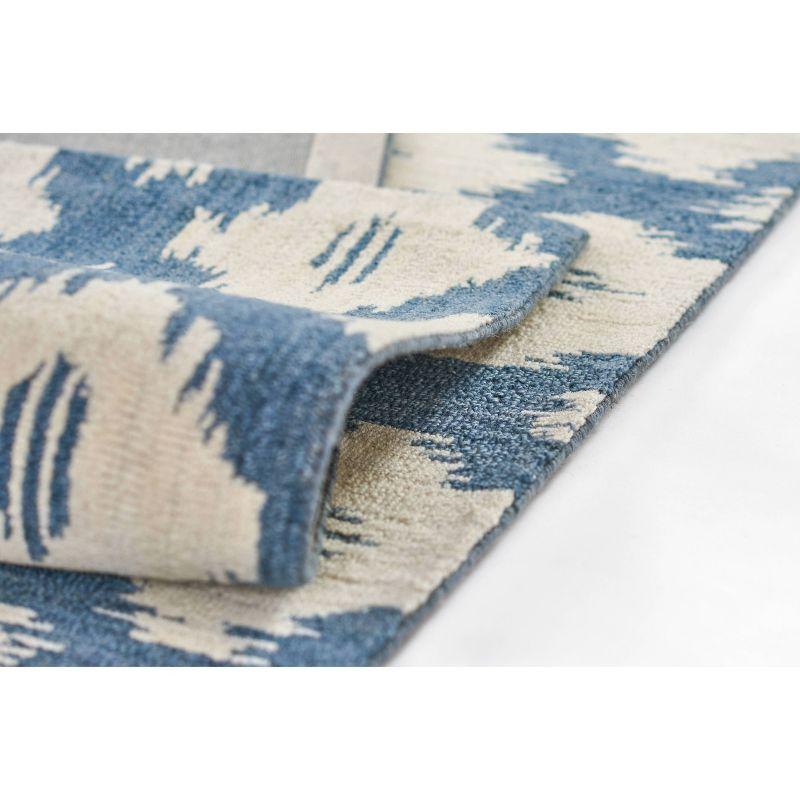 Momeni 3'6"x5'6" Leiden Ikat Huxley Handtufted Area Rug Slate Blue: Wool, Medium Pile, Classic Pattern, Indoor Use