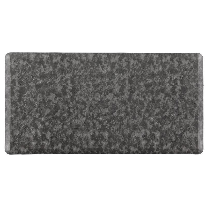 Gray Medallion Embossed Anti-Fatigue Cushioned Kitchen Mat