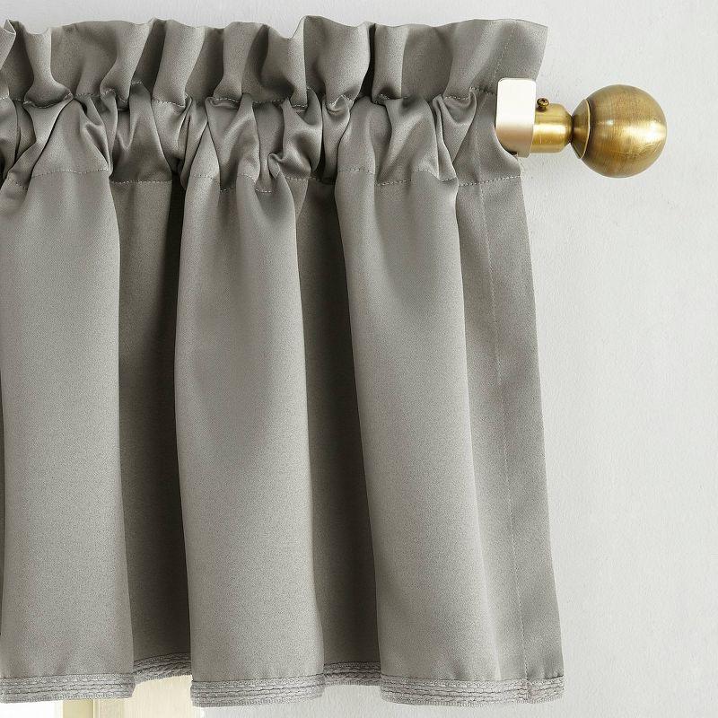 54"x18" Sun Zero Room Darkening Seymour Rod Pocket Curtain Valance Gray: Window Valance for All Ages
