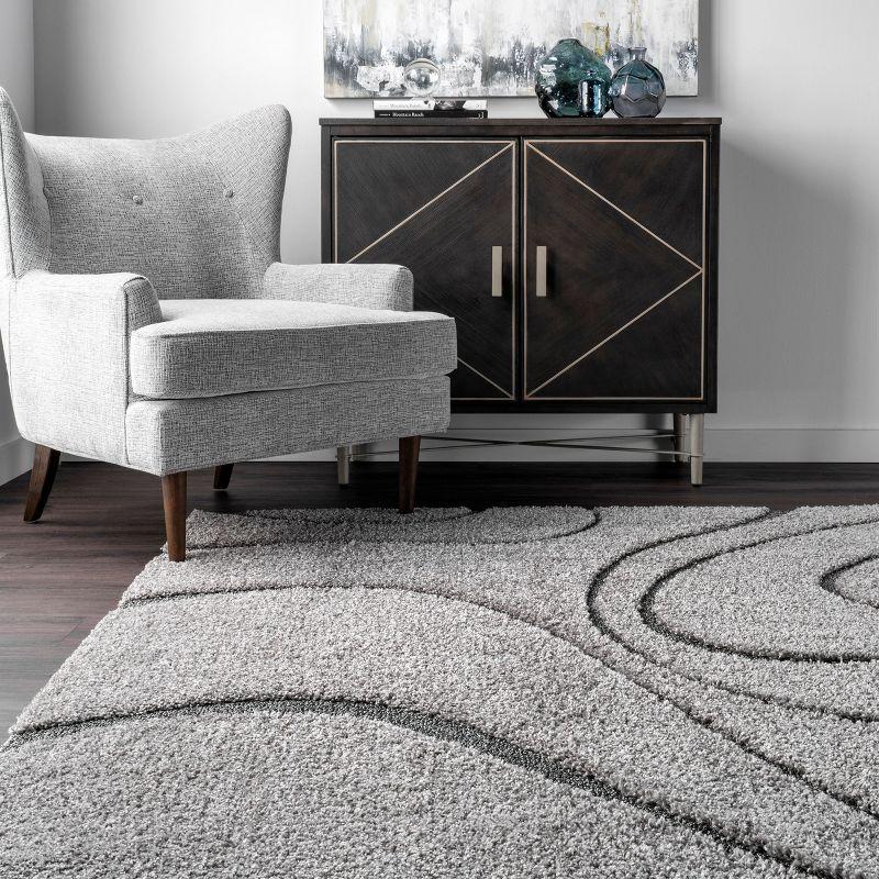 Nuloom Carolyn Abstract 10x14 Shag Indoor Area Rug for Living Room Bedroom Dining Room Nursery, Dark Grey