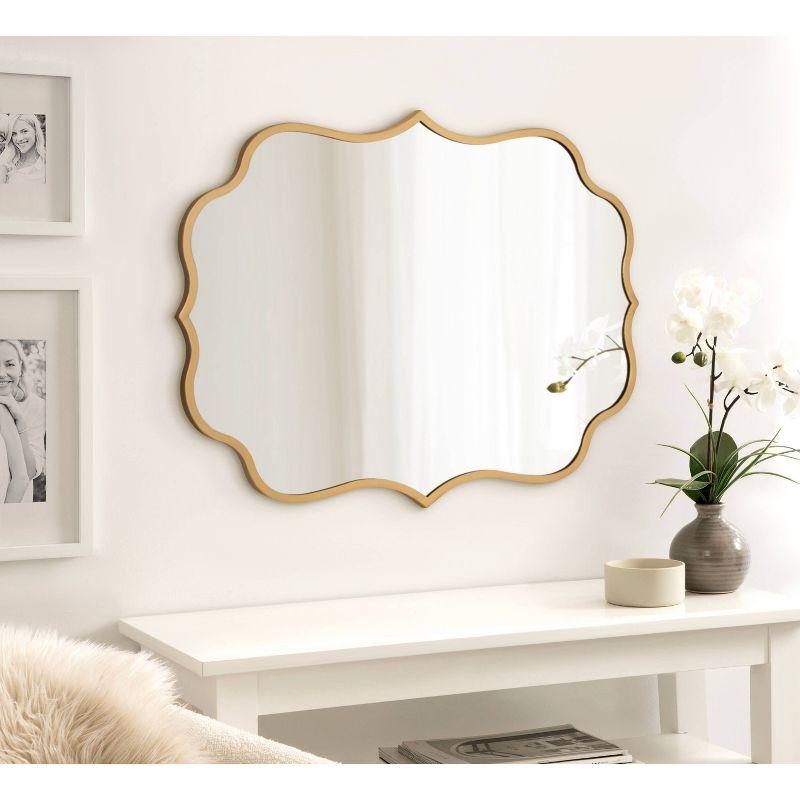 Elegant Gold Scalloped Rectangular Vanity Wall Mirror