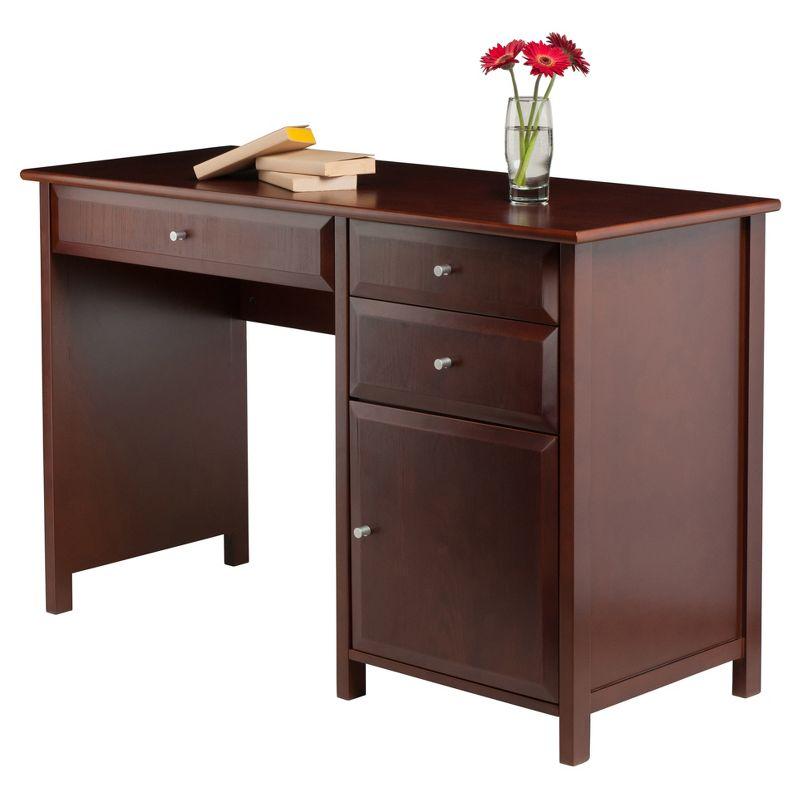 Walnut Transitional Wood Office Desk with Filing Cabinet