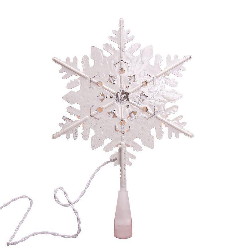 This 13.75" UL 20-Light Silver and White Glittered Snowflake Treetop from Kurt Adler