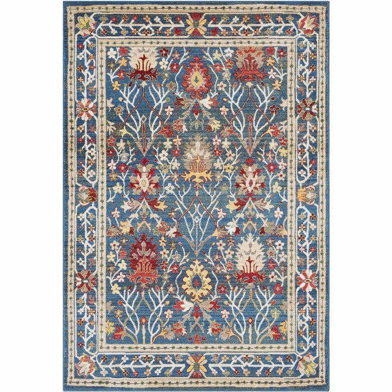 Branford Blue and Red Oriental Synthetic Area Rug 5'1" x 7'5"