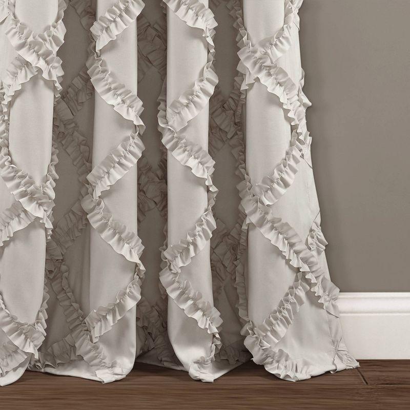 Ruffle Diamond Polyester Semi Sheer Curtain Pair (Set of 2)