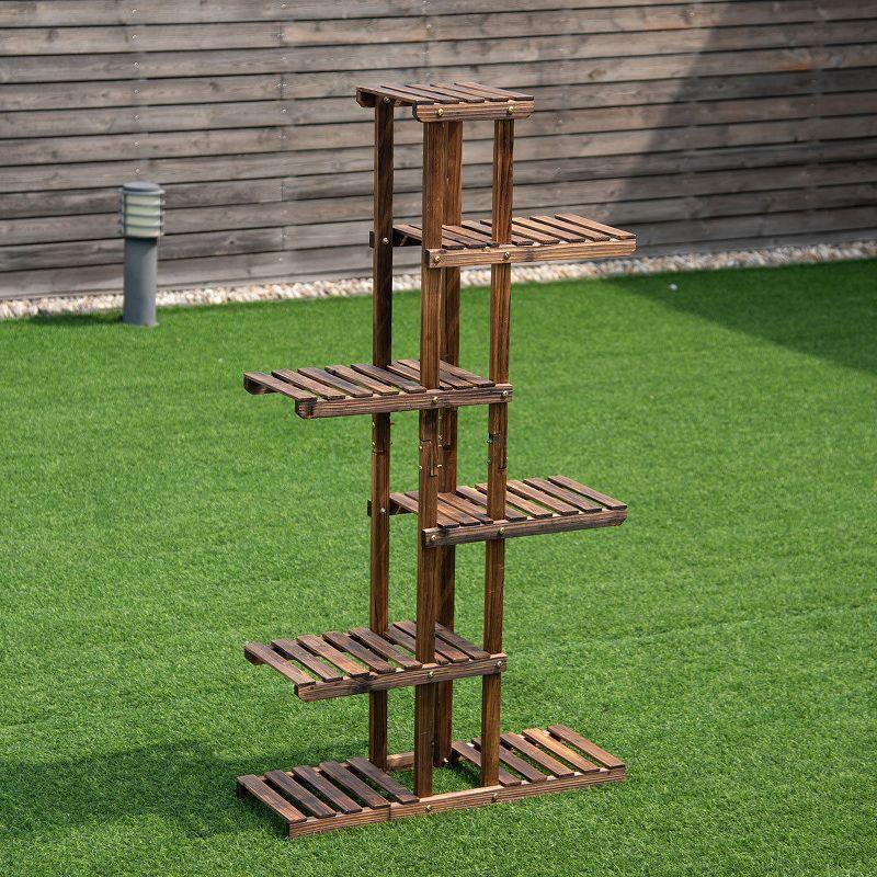 Costway 6 Tier 11 Pots Wooden Plant Flower Display Stand Wood Shelf Storage Rack Garden