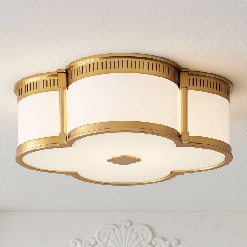 Liberty Gold LED Flush Mount Ceiling Light with Etched White Glass