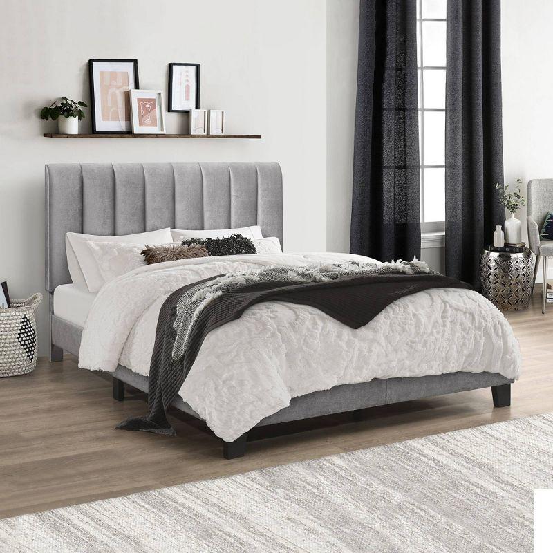 Crestone Full Gray Velvet Tufted Upholstered Platform Bed