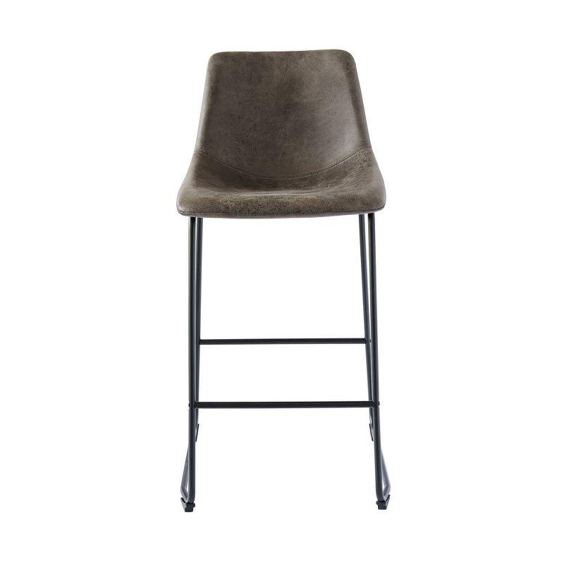 Collins 15" Gray Metal and Faux Leather Barstool Set