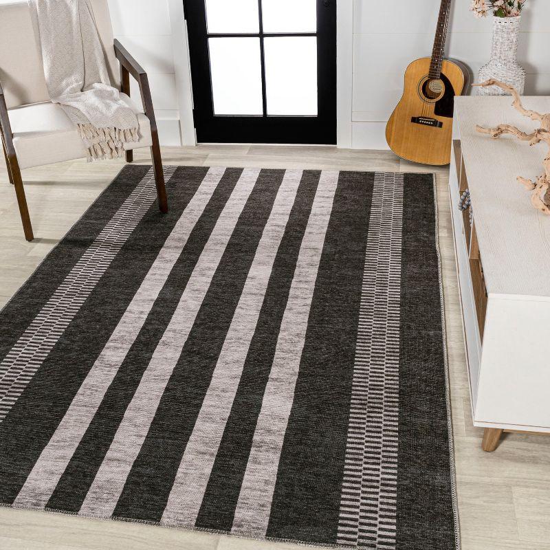 Vichy Geometric Striped Machine-Washable Indoor Area Rug - JONATHAN Y