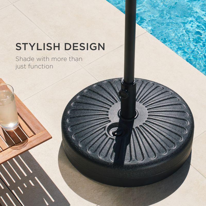 Black Fillable Plastic Patio Umbrella Base Stand with Metal Pole Holder