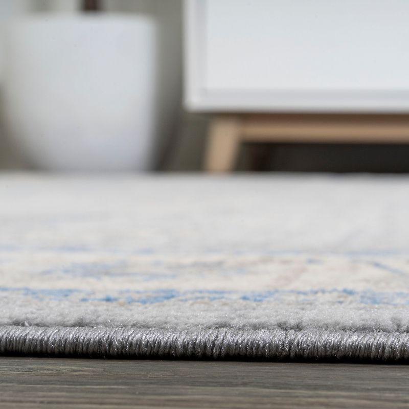 4' X 6' Modern Persian Vintage Moroccan Traditional Area Rug, Gray/Blue - JONATHAN Y