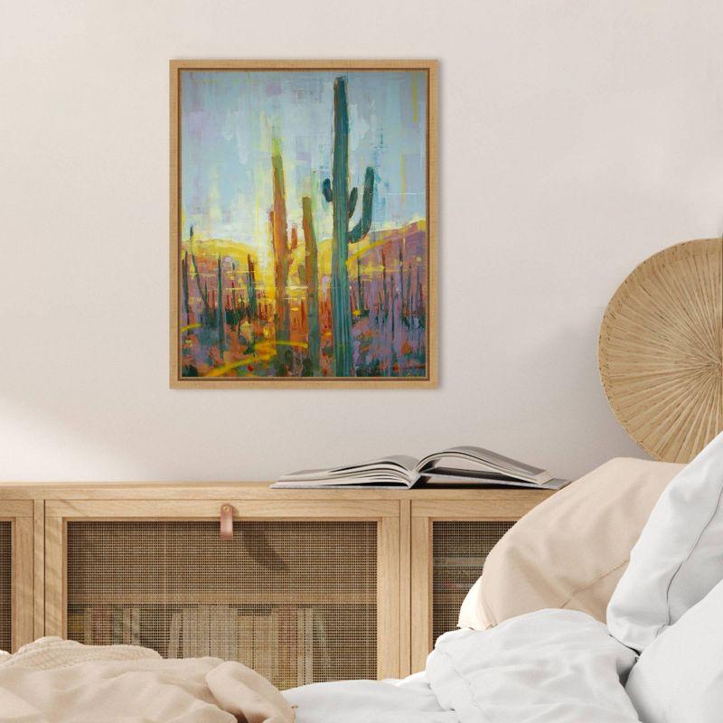 Sonoran Golden Glow Abstract Canvas Print with Maple Frame