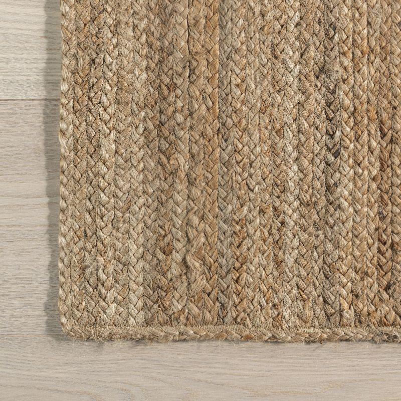 Nuloom 8 Square Rigo Jute Hand Woven Indoor Area Rug, Natural, Solid Farmhouse Design, Natural Fiber Bedroom, Living Room, Kitchen,