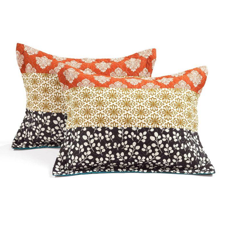 Lush Decor Green/Pink/Yellow Cotton Blend 6 Piece Coverlet / Bedspread Set