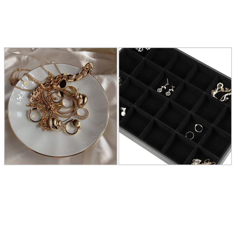 Unique Bargains 24 Grid Jewelry Tray Stackable Tray Showcase for Rings Earrings Necklace Bracelet Pendants 1 Pc Black