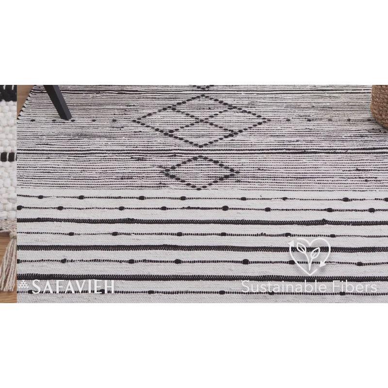 Striped Kilim STK204 Hand Woven Area Rug - Ivory/Black - 3'x5' - Safavieh.