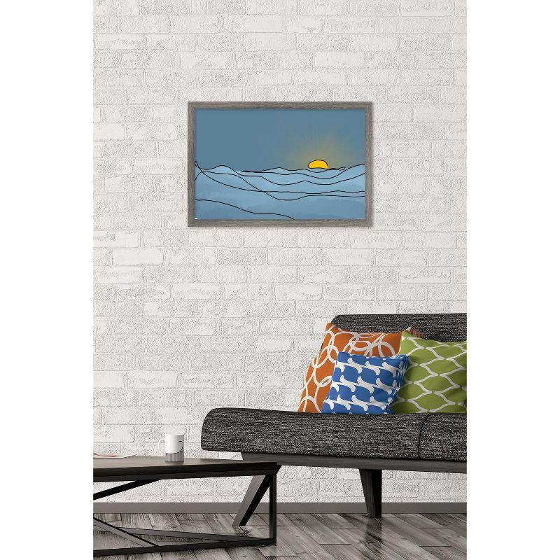 Trends International LINE AND BRUSH - Landscape Line Sunset Framed Wall Poster Prints