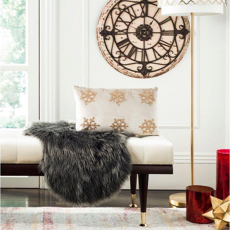 Sydnee Snowflake Pillow - Beige/Gold - 12"X20" - Safavieh