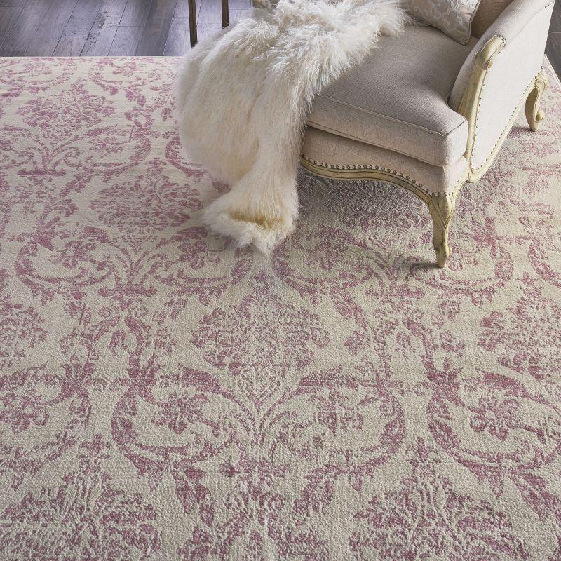 Jubilant JUB09 Area Rug Farmhouse Vintage Damask By Nourison Ivory/Pink 7' x 10'