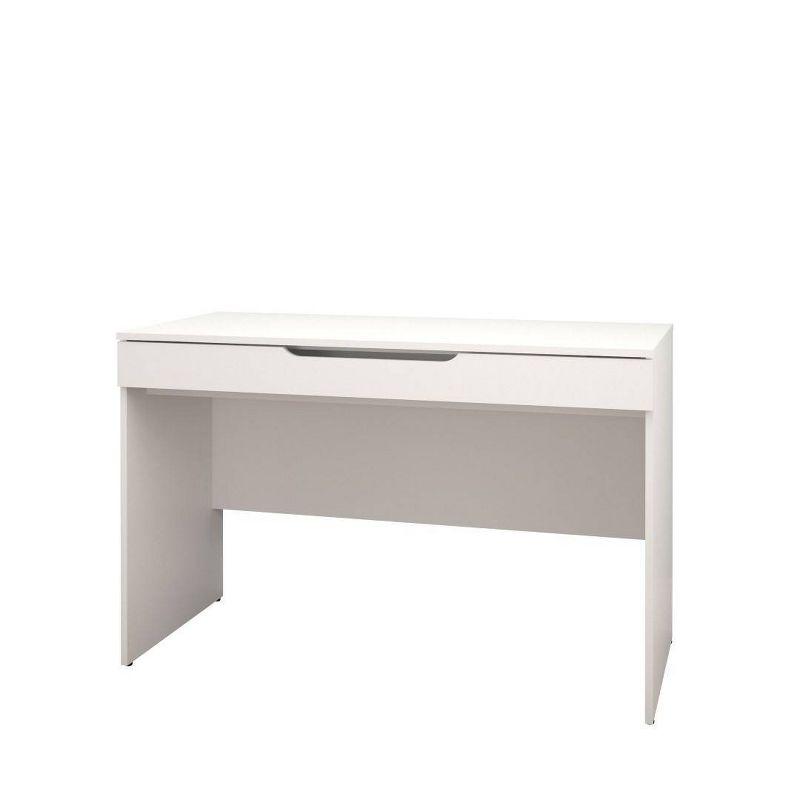 White Wood Desk with Drawer and Keyboard Tray