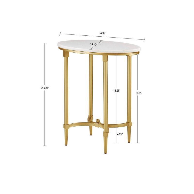 Bordeaux Marble Top Oval Gold Metal End Table