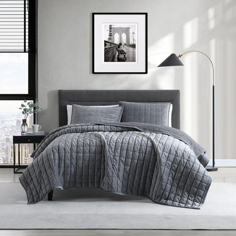 Kenneth Cole Velvet Square 3-Pc Quilt Set