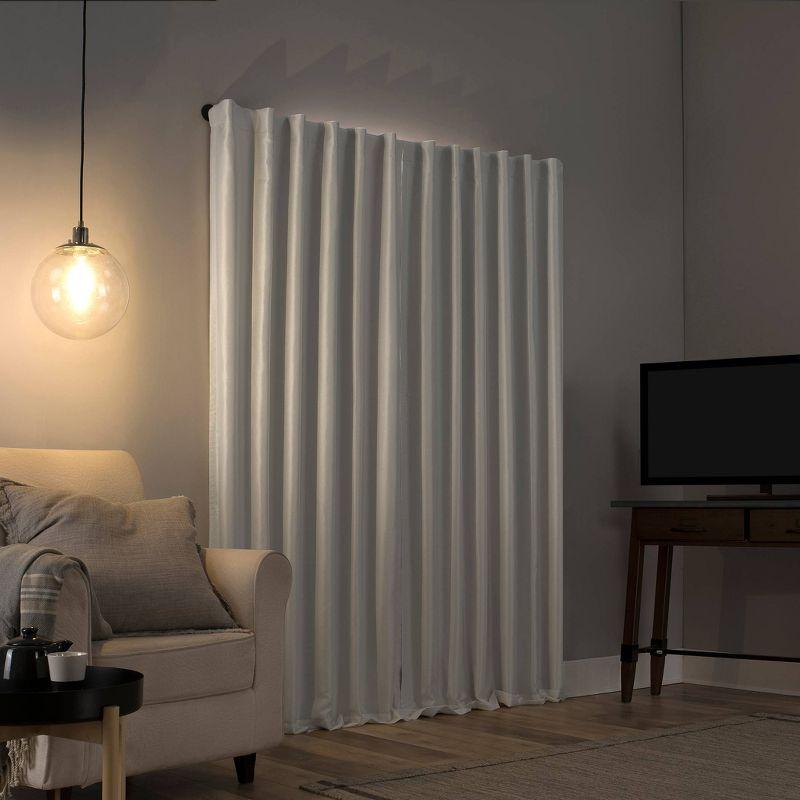 Faux Dupioni Silk Thermal Extreme 100% Blackout Back Tab Curtain Panel