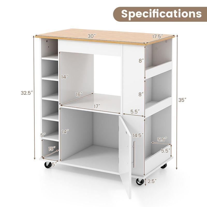 Tangkula Kitchen Cart on Wheels Mobile Kitchen Storage Island w/ 6-Bottle Wine Rack