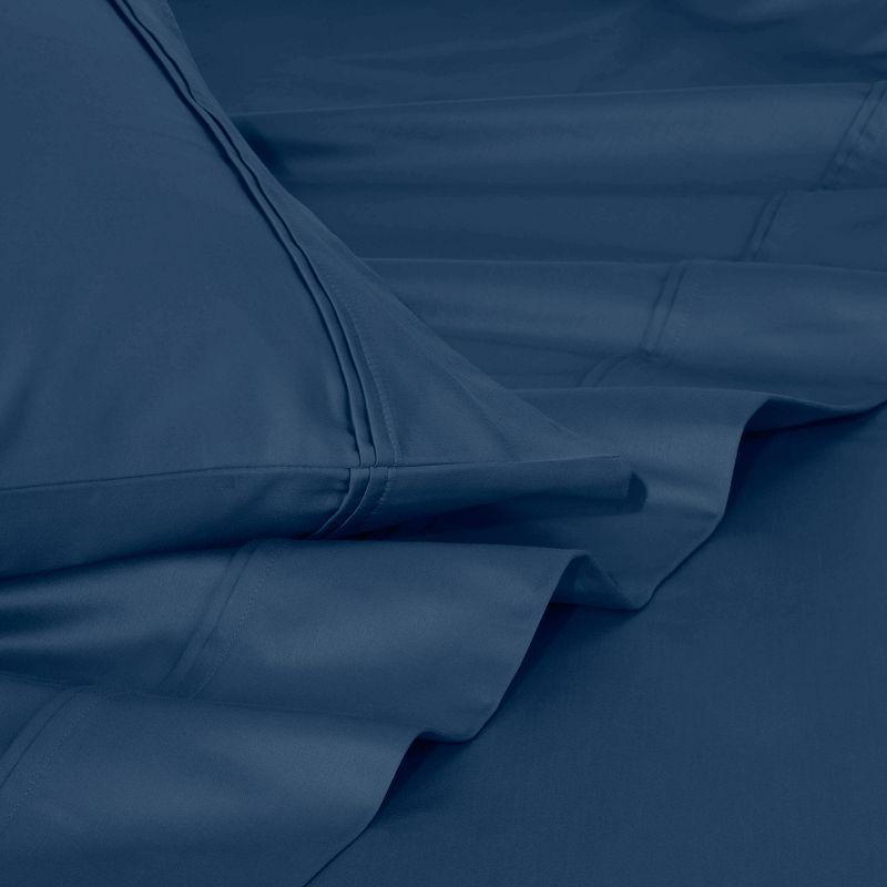 Luxury Sustainable Cotton 1200 Thread Count Solid Sheet Set, King, Navy Blue - Blue Nile Mills