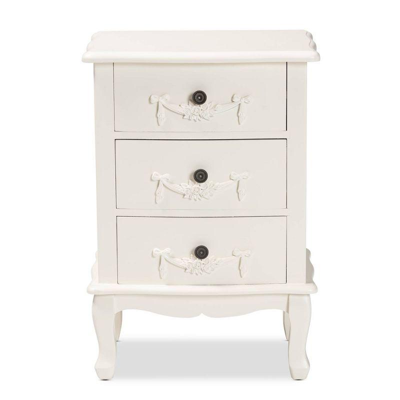 Callen Wood 3 Drawer Nightstand White - Baxton Studio