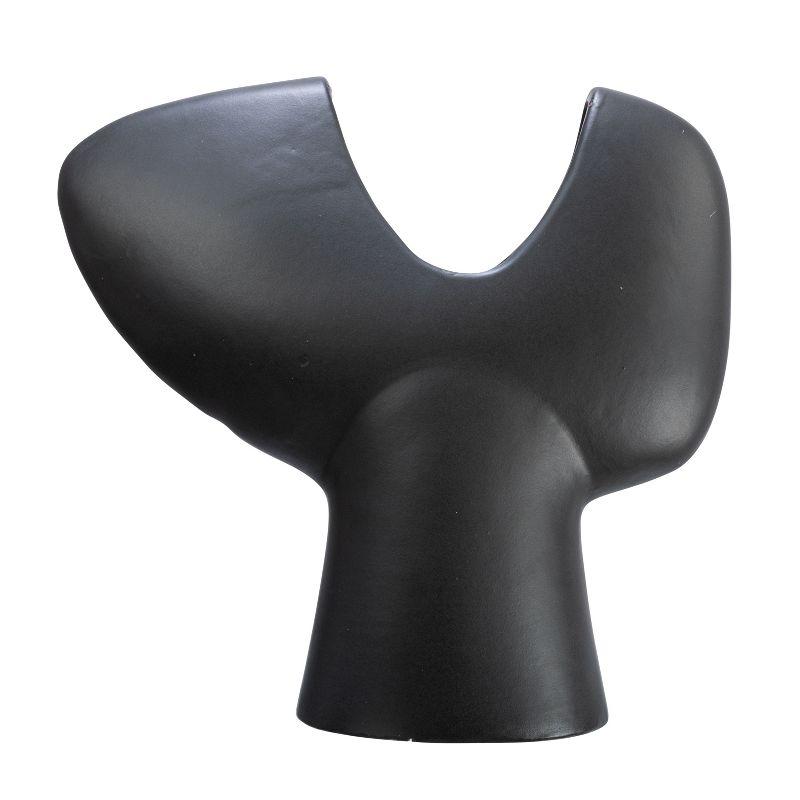 Storied Home Modern Stoneware Abstract Vase, Matte Black