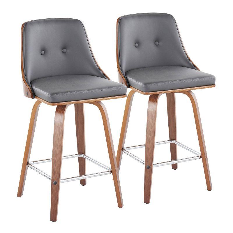 Gianna Gray and Walnut Swivel Counter Stools Set